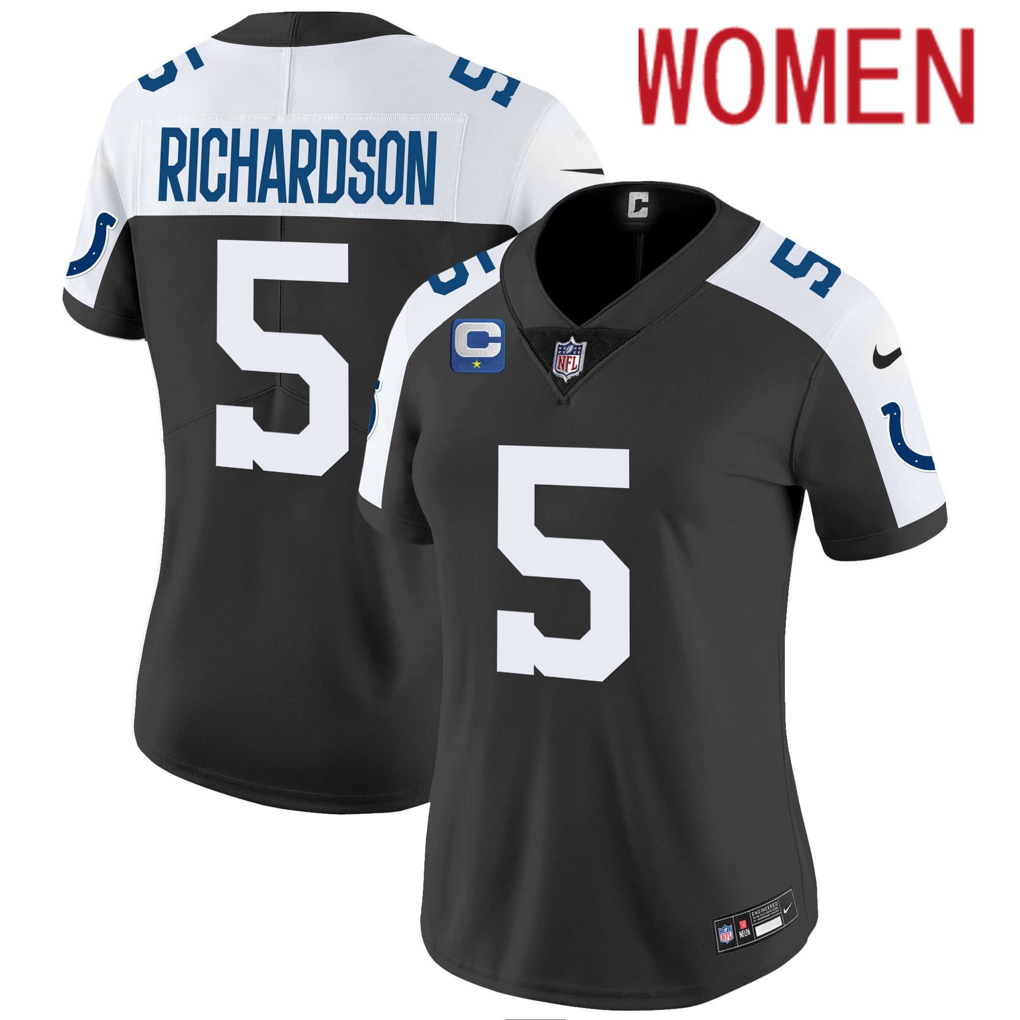 Women Indianapolis Colts #5 Richardson Black 2024 Nike Vapor Limited NFL Jersey